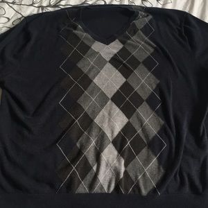 Navy and grey argyle sweater